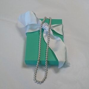 Vintage Silver Beaded Necklace or Double Bracelet, 17"